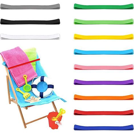 12 Pices Bandes De Serviette De Plage, Multicolore Lastique Caoutchouc Porte-serviette De Plage, Une Nouvelle Alternative Pour Pince Serviette De (1/5)