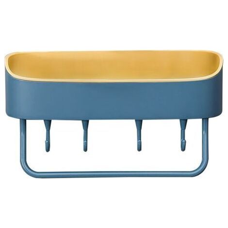 Bathroom Storage Shelf, Blue, 27 x 10.5 x 11 cm, 1 Piece, No Drilling, Bathroom Door Shower Gel Shelf with Hook (1/5)