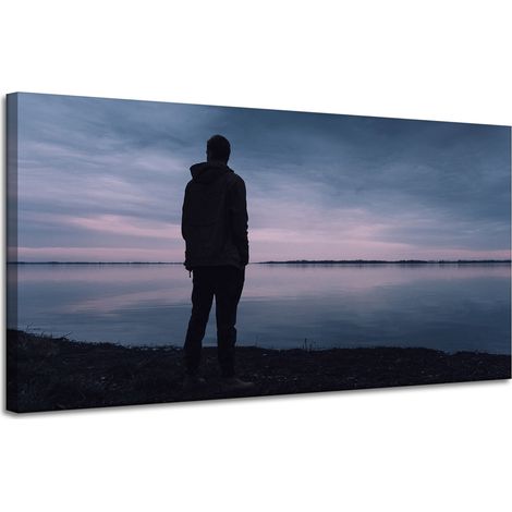 Leinwanddruck Landschaft See Mann 120x60