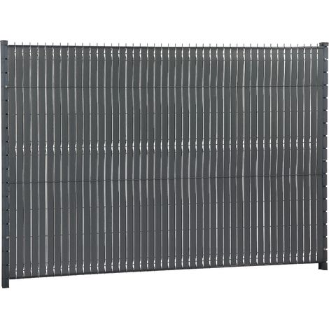 Lanière occultante Ecovizio à tresser 48 mm ardoise - 100% recyclée pour panneau grillagé soudé + 100 clips - Jardiline (1/4)