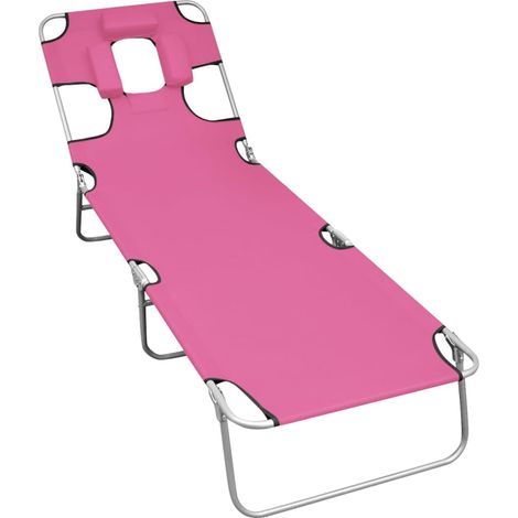 Sdraio sedia a sdraio lettino da giardino lettino da giardino terrazza pieghevole mobili da esterno con cuscino per la testa acciaio rosa magento 020012852