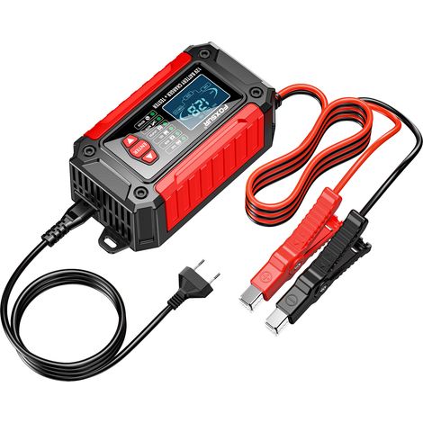 Chargeur et testeur de batterie FOXSUR 12 V 6 A pour moto et voiture (1/5)