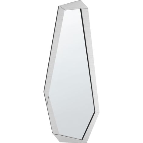 Espejo de pared irregular con marco de madera moderno plateado 44 x 104 cm Chanu