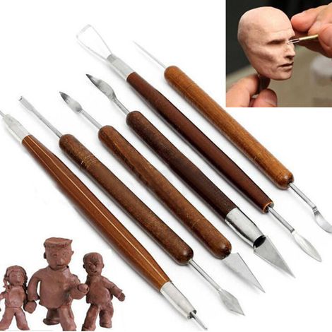 Lot de 6 outils de bricolage pour sculpture en argile, cire, céramique (1/2)
