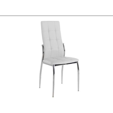 Pack de 4 sillas modelo Petra acabado en polipiel blanco, 46 x 54 x 101/48 cm (largo x ancho x alto) (1/2)