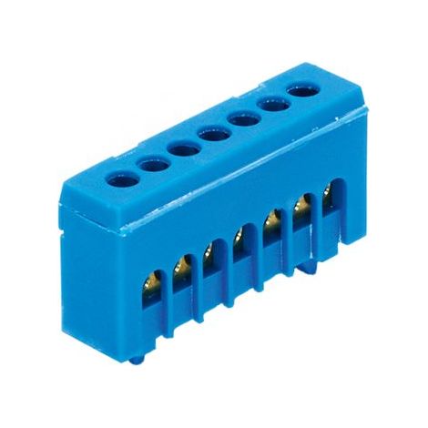 Bornier de neutre isolé bleu 7 bornes pour câble de 1,5 à 16mm² – Montage rail DIN – Connexion à vis sécurisée