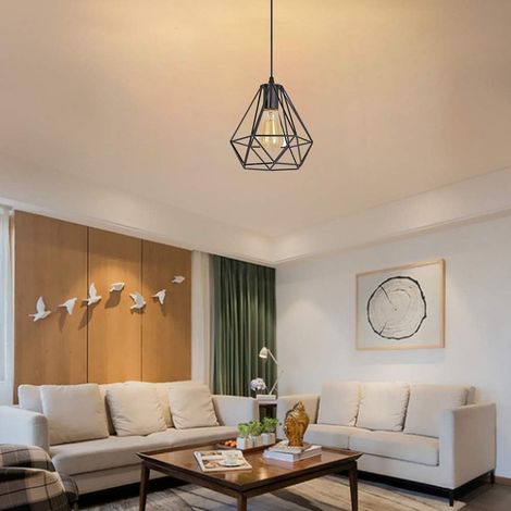 Abat-Jour pour Suspension E27,Lampe Suspension en Métal,Lustre Plafonnier pour Salle à Manger,Bar,Chambre,sans Ampoule,Noir