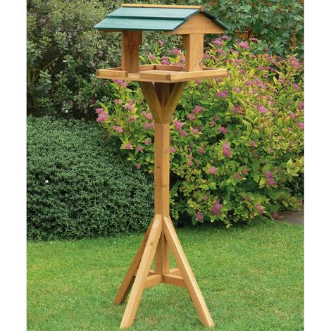 Wooden Bird Table Feeder Free Standing Feed Station Bird House BF009 (1/4)