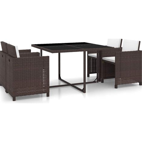 vidaXL Set da Pranzo da Giardino 5 pz con Cuscini Polyrattan (1/5)