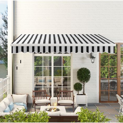 Toldo de balcón manual de aluminio blanco OKMYHOME (1/5)