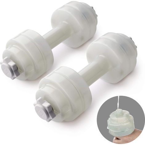 Lot de 2 Haltères Remplis d’Eau Portable Pratique Ecologique Sécuritaire Surtout Convient pour Femme et Adolescent Gris- (1/5)