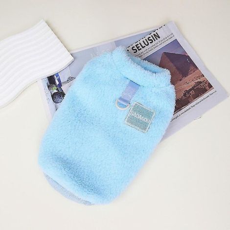 Pullover en polaire douce pour petits et moyens chiens : veste hivernale chaude pour chiot, chihuahua, yorkie, shih tzu, teddy, chat, bleu ciel, taille S (1/4)