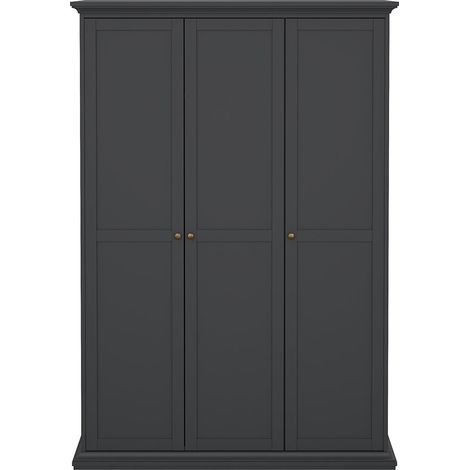 Venedig Kleiderschrank 3 Türen matt grau.