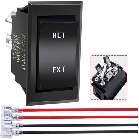 Aiperq – Commutateur inverseur de polarité 12V – 20A – DPDT 4 broches – Configuration (ON)-Off-(ON) – Pour contrôle moteur DC - KCD2-7-223-4P-X (1/4)