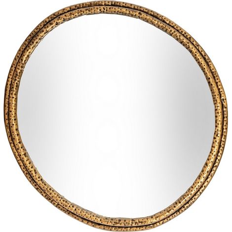 Nahla Large Mirror with Dimpled Frame - Glass - L3 x W86 x H82 cm - Gold
