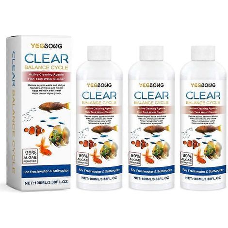 123PCS Clarificateur d'eau puissant pour aquarium, nettoyant pour aquarium, purification d'eau rapide 100 ml (1/4)
