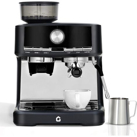 Machine à Café Expresso avec Broyeur Intégré 15 Bars, 1550W, Porte-filtre Pro 58mm, Réservoir 1,5L, Buse Vapeur 360°, Noir (1/5)