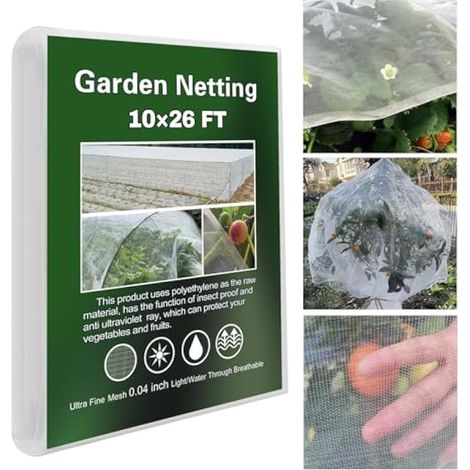 Filet en maille ultra fine pour protection de jardin, 3 x 7,9 m, filet de protection contre les oiseaux, barrière pour plantes surélevées, couverture de rangée, légumes, fruits, fleurs, cultures (1/5)