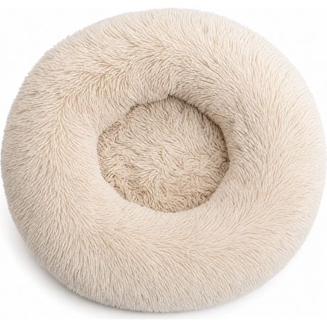 Niche ronde en fausse fourrure douce marron clair 55 x 50 cm (1/5)