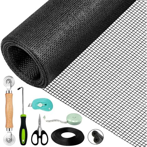 Kit de réparation moustiquaire fenêtre 120x300cm noir, découpable, résistant (1/5)