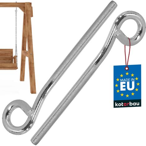 KOTARBAU® Lot de 2 Crochet à Visser - Crochet Plafond - Acier Galvanisé - 210 mm - Argent - M12 - Piton à Visser -  Fixation Plafond - Pour Hamac