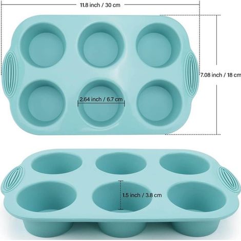 Set mit 4 Silikon-Muffinformen (grau, rosa, pfauenblau) – Formen für Cupcakes, Brownies und Kuchen (1/5)