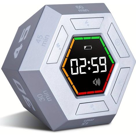Zeitmanagement-Tool: sechseckiger digitaler Countdown-Timer, personalisiertes LED-Display für jeden Schüler, Countdown-Erinnerung für Hausaufgaben/Aufgaben.