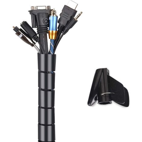 Kabelmanagement-Schlauch, 2 m flexibler Kabelmanagement-Schlauch für elektrische Kabel zur Organisation oder zum Verstecken von TV- und PC-Kabeln, Kabelmanagement für Zuhause und Büro, 2 m – 22 mm Dur (1/4)