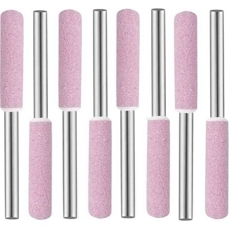 Grinding Polishing Head, 8pcs Grinding Stones Abrasives, Grinding Wheel on Shank, Abrasive Shank, Chainsaw Sharpeners, 4mm Diamond Chainsaw Sharpening Files for Sharpening Chainsaws (1/5)