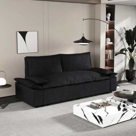 Divano letto Belly 2 posti effetto velluto colore nero