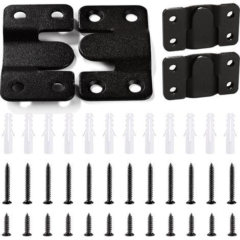 6 Pièces Supports de Montage Encastrés, Boucle Quincaillerie Murale en Acier Inoxydable, Supports Encastrés pour Cadre Photo, Mural Cintre Photo, avec 24 Vis, Noir 54 x 30 mm (1/5)