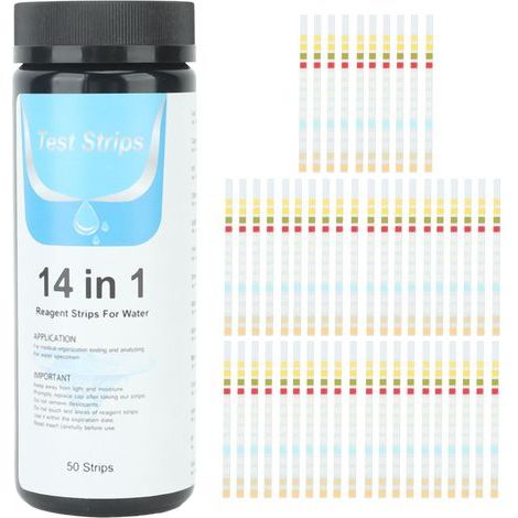50 Bandes Test Eau 14-en-1 – Papier Test pH pour Piscine Potable Étang Source Chaude, Résultats Précise et Rapide (1/5)