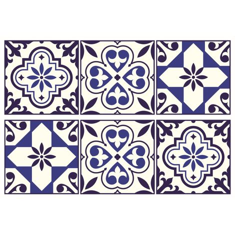 sticker mural carreaux de ciment bleu - Sanders & Sanders (1/2)