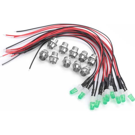 Lot de 10 LED 12V 8mm pré-câblées, diodes électroluminescentes ultra lumineuses, ampoules cristal transparent, éclairage constant (05) (1/5)