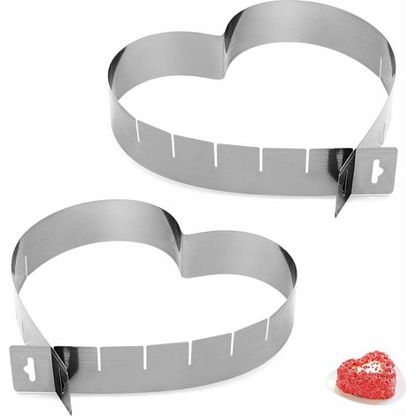 Moule Gâteau Forme Cœur Machine Cercle Pâtisserie Perforé Cœur Taille Ajustable Moules Pâtisserie Moule Découpoir Cœur Acier Inoxydable Gâteau Coeur Réglable Cercle à Pâtisserie , 2 Pièces (1/5)