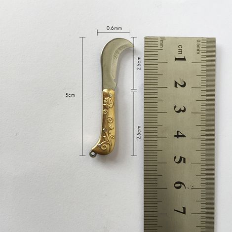 Petit coupe-papier pliant acier inoxydable laiton 5 cm clé porte-clés EDC tactique survie camping randonnée