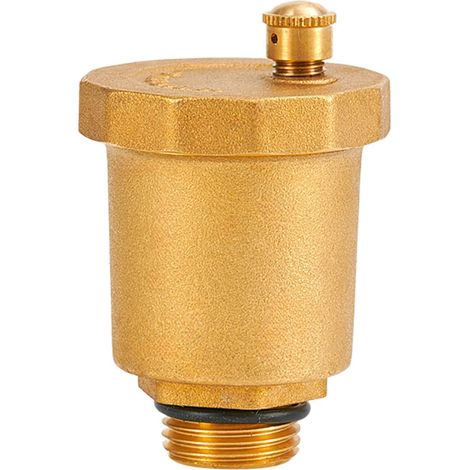 Purgeur d’air automatique M12/17 en laiton brossé, sortie verticale, température max 110 °C, pression max 10 bars, avec valve d’isolement (1/5)