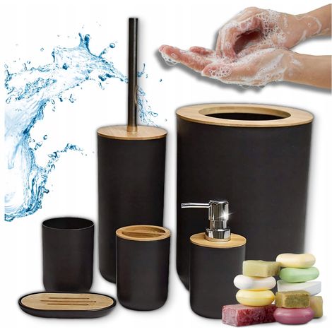 Badezimmer-Set aus Holz, 6-teilig, Nr.: 7246