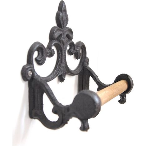 royaluxe - Porte-papier Toilette Vintage en Fonte pour Cuisine et Salle de Bain Noir,