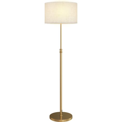 Erdlampe mit Fernbedienung, einstellbare Helligkeit 3000K–6000K, Stofflampenschirm, Gold