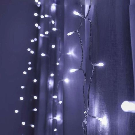 Rideau lumineux 240LED IP44 4M - câble transparent - Blanc Froid - SILUMEN (1/5)