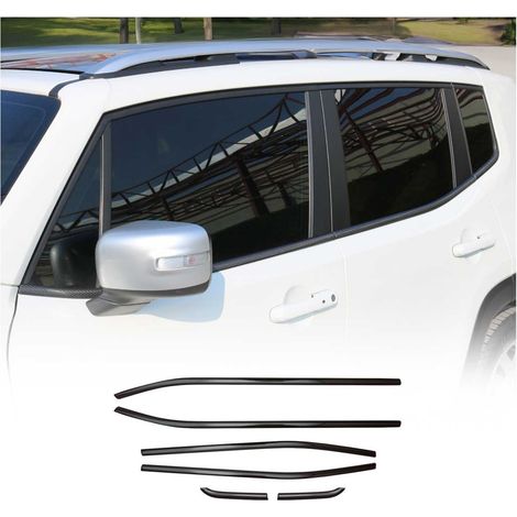 Garniture de Fenêtre pour Jeep Renegade SUV 2014-2024 Carbone Noir 6Pcs