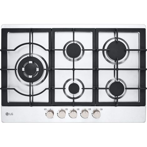 LG – Plaque de cuisson gaz intégrée 75 cm – 5 foyers – Acier inoxydable – Commande rotative devant – Puissance 11500 W (1/5)