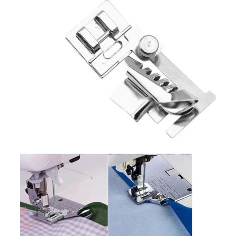 Lot de 2 pieds presseurs métalliques pour machine à coudre domestique, accessoires de biais pour Singer Janome