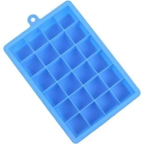 Moules à glaçonsBac à glaçons en silicone, 24 compartiments, bleu, 18 x 12,5 x 2,8 cm, cavité 2,5 x 2,5 cm, résiste à des températures de -40 à 230 °C. (1/5)