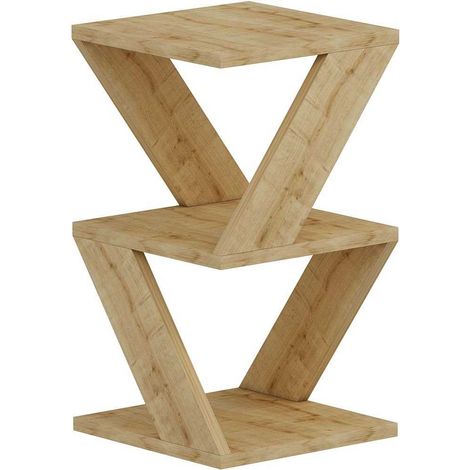 Cotecosy – Bout de canapé 3 niveaux H50 cm – Panneaux de particules mélaminés – Design compact pour petits espaces – Surface de rangement pratique