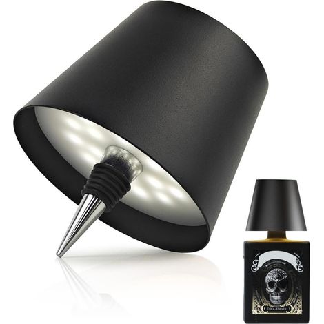 Lampe Pour Bouteille - Lampe De Table Sans Fil Avec Commande Tactile - 3 Températures De Couleur Et Gradation - Pour Salon Et Salle À Manger - Noir - 1 Pièce (1/5)