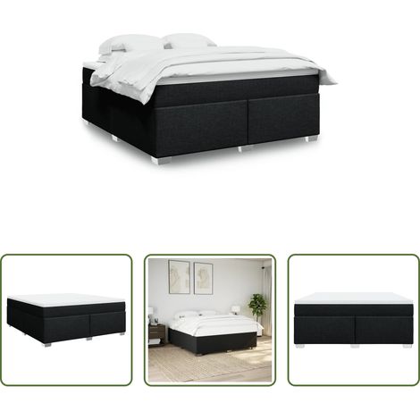 vidaXL Surmatelas -  Sommier à lattes de lit avec matelas Noir 180x200 cm Tissu (1/5)