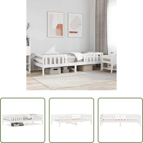 vidaXL Weißes Bett - Massivholzbett ohne Matratze Weiß 90x200 cm Kiefernholz (1/5)
