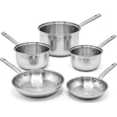 Lot de 3 casseroles 18/20/22 cm et 2 poêles 20/24 cm en inox Fackelmann Rhona (1/5)